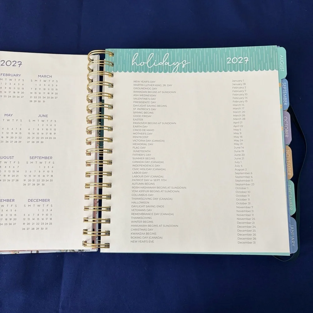 Spiral Bound Peacock Floral 17-Month Planner